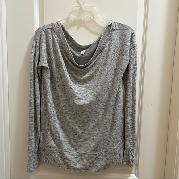 Athleta Studio Barre Modal -Off The Shoulder Sweatshirt Medium Heather Gray - Picture 1 of 7